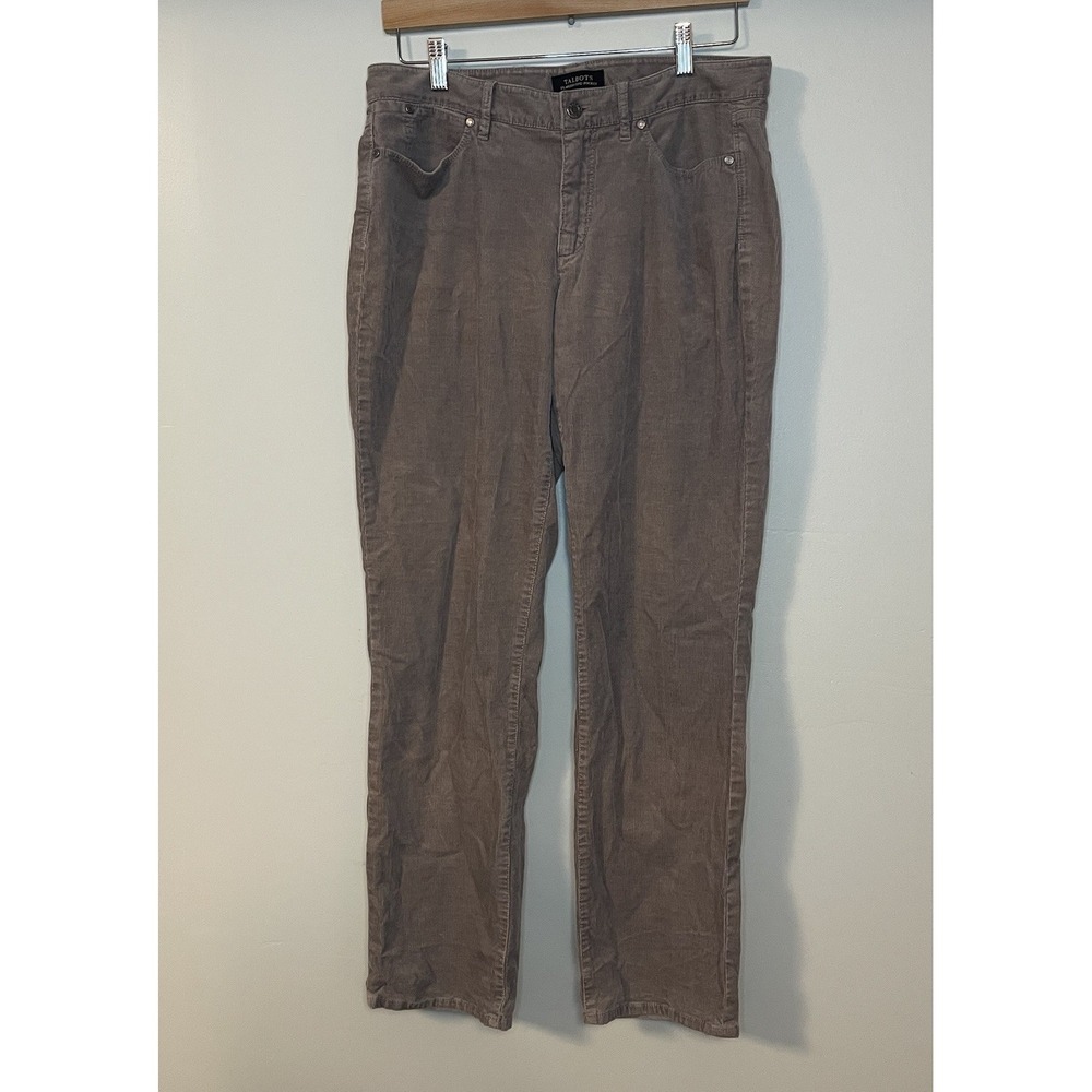 Talbots Corduroy Straight Curvy Leg Pants Grey 5 Pocket Stretch‎ Womens Size 8